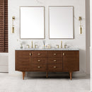 James Martin Amberly 72" Dual Mount Double Bathroom Vanity, Mid-Century Walnut