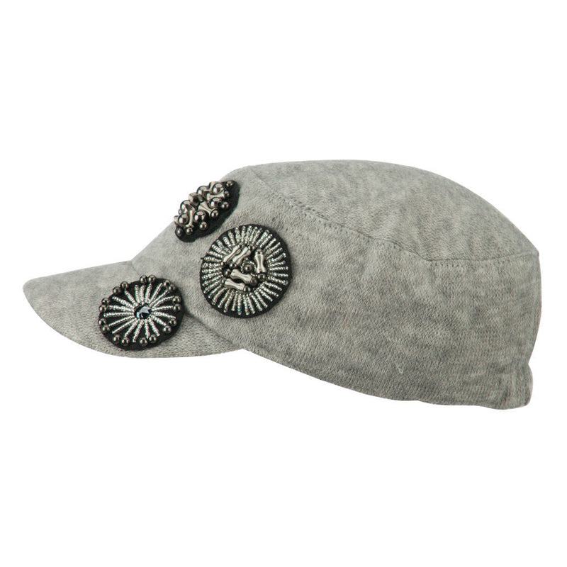 Knit Military Cap with Circle Motifs