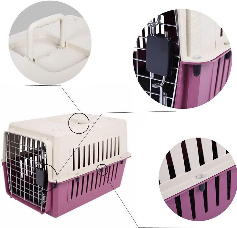 Plastic Cat & Dog Carrier Cage with Chrome Door Portable Pet Box Airline Approved, Large