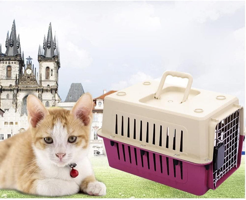 Plastic Cat & Dog Carrier Cage with Chrome Door Portable Pet Box Airline Approved, Large