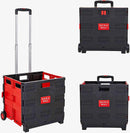 6 Pack Collapsible Rolling Crate Utility Cart 44L Foldable Grocery Cart with Wheels(Red, Medium)