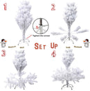 5' Artificial Christmas Tree White Small Fake Xmas Tree Realistic Pine Trees with Solid Metal Stand, 450 Tips