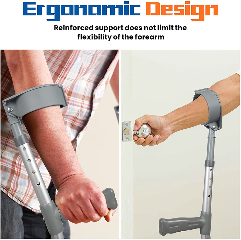 1 Pair of Aluminum Alloy Rehabilitation Crutches with Ergonomic Handles