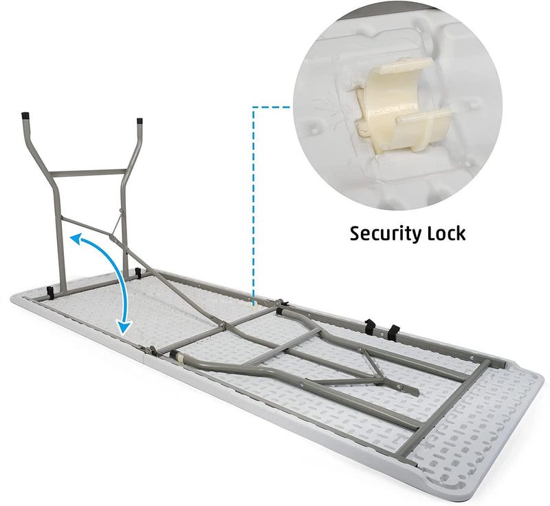 6FT Outdoor Folding Table, 71'' Event Commercial Table Fold-in-Half Camping Table w/Handle for Office, Beach, Picnic, Garden