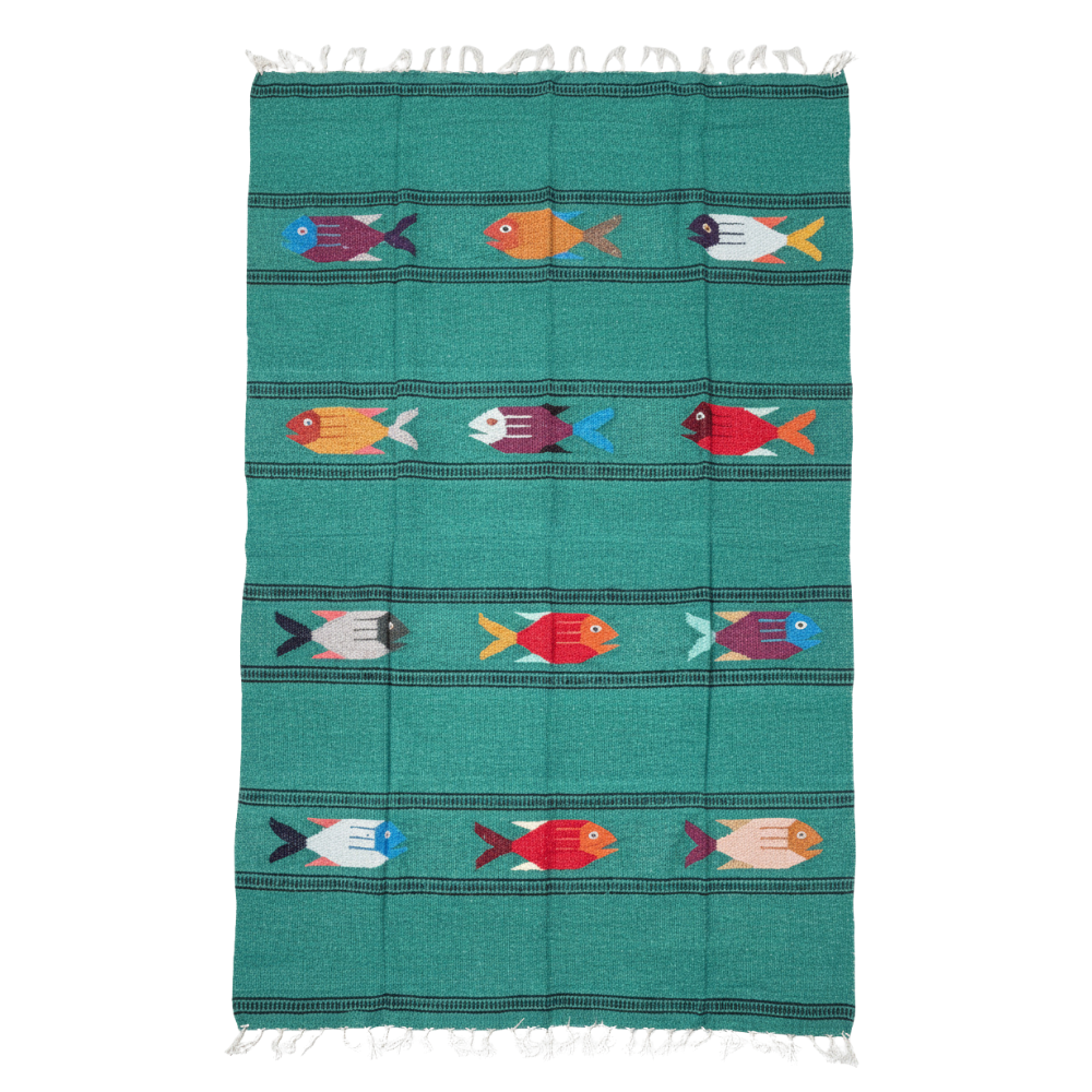 Midnight Teal Baja Fish Yoga Blanket, photo 4 of 7