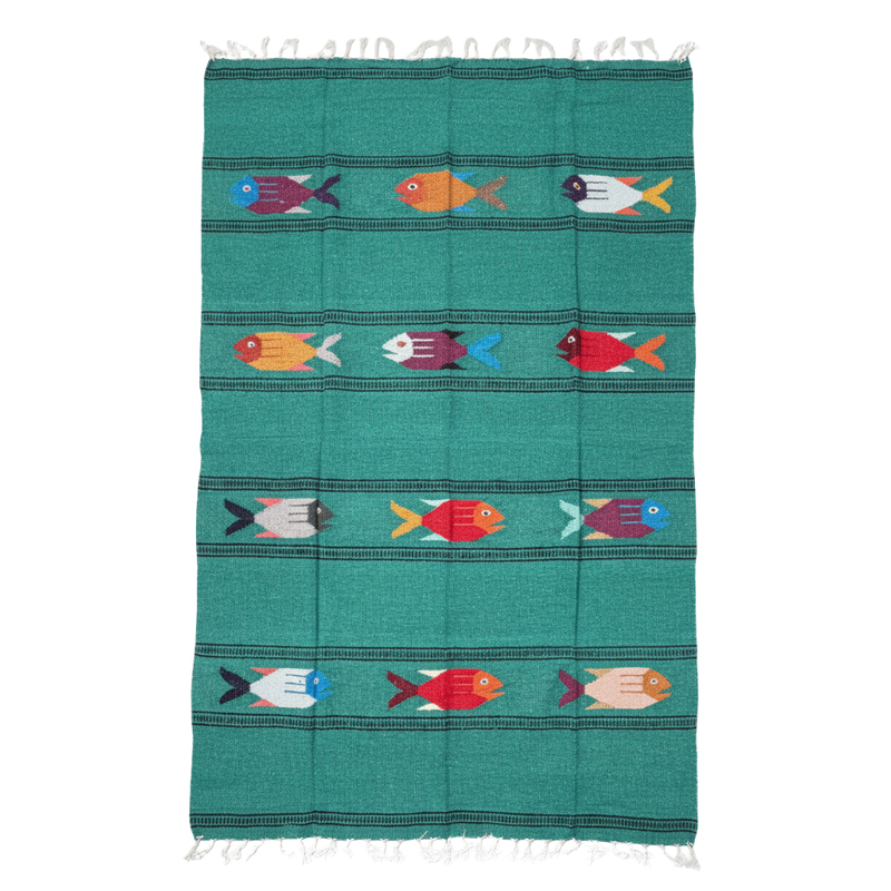 Midnight Teal Baja Fish Yoga Blanket, photo 4 of 7