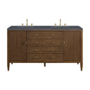 James Martin Myrrin 60" Double Bathroom Vanity, Mid-Century Walnut