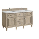 James Martin Lorelai 60" Double Bathroom Vanity, Whitewashed Oak
