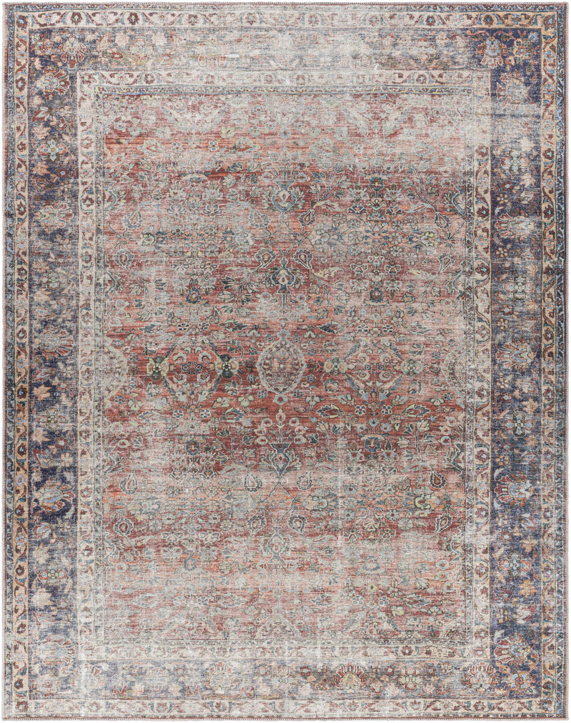 Rust Anahawan Distressed Washable Area Rug