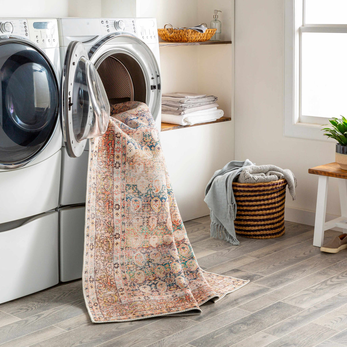 Rust Maligaya Distressed Washable Area Rug, photo 10 of 22