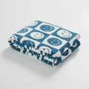 GobekUsa Knitted Checkboard Smile Face Design Fluffy Blanket - Spring Violet Pink Gray Blanket