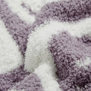GobekUsa Knitted Checkboard Smile Face Design Fluffy Blanket - Spring Violet Pink Gray Blanket
