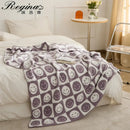 GobekUsa Knitted Checkboard Smile Face Design Fluffy Blanket - Spring Violet Pink Gray Blanket