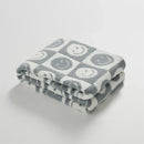 GobekUsa Knitted Checkboard Smile Face Design Fluffy Blanket - Spring Violet Pink Gray Blanket