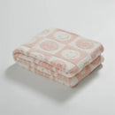 GobekUsa Knitted Checkboard Smile Face Design Fluffy Blanket - Spring Violet Pink Gray Blanket