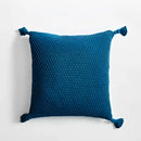 Knitted grey ivory geometric pillow cover set living room tassels by Decorbites