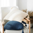 Knitted grey ivory geometric pillow cover set living room tassels by Decorbites