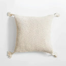 Knitted grey ivory geometric pillow cover set living room tassels by Decorbites