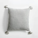Knitted grey ivory geometric pillow cover set living room tassels by Decorbites