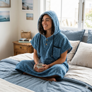 Blanket Hoodie | Indigo Surf Poncho | 100% Cotton Wearable Blanket Robe | As Seen on Netflix's Beef Season 2 by West Path