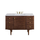 James Martin Amberly 48" Dual Mount Single Bathroom Vanity, Mid-Century Walnut