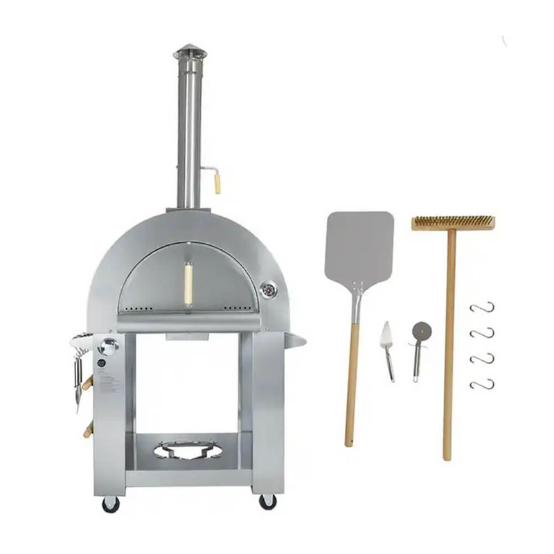 KoKoMo Grills Premium 32" Stainless Steel Dual Fuel Gas Or Wood Fired Pizza Oven (SAK14753)