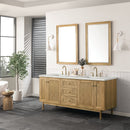 James Martin Laurent 72" Dual Mount Double Bathroom Vanity, Light Natural Oak