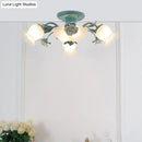 GobekUsa Korean Garden Flower Frost Glass Ceiling Mounted Light for Bedroom