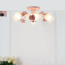 GobekUsa Korean Garden Flower Frost Glass Ceiling Mounted Light for Bedroom