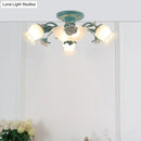GobekUsa Korean Garden Flower Frost Glass Ceiling Mounted Light for Bedroom