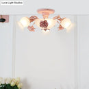 GobekUsa Korean Garden Flower Frost Glass Ceiling Mounted Light for Bedroom