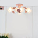 GobekUsa Korean Garden Flower Frost Glass Ceiling Mounted Light for Bedroom