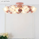 GobekUsa Korean Garden Flower Frost Glass Ceiling Mounted Light for Bedroom