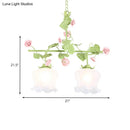 GobekUsa Korean Garden Hanging Light Fixture with White Glass and Floral Design