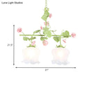 GobekUsa Korean Garden Hanging Light Fixture with White Glass and Floral Design