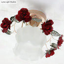 GobekUsa Korean Garden Ruffle Semi Flush Mount Lamp - Frost White Glass Ceiling Light with Red Rose Deco