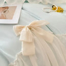 GobekUsa Korean Lace Bow Bedding Set: Luxury Princess Quilt Cover for Girls Wedding Home Textiles