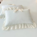 GobekUsa Korean Lace Bow Bedding Set: Luxury Princess Quilt Cover for Girls Wedding Home Textiles