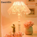 GobekUsa Korean Lace Princess Table Lamp for Kids Room, Bedroom, Bedside - Modern Light