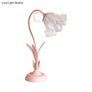 GobekUsa Korean Opal Glass Pink Lily Table Lamp - Elegant Nightstand Light for Single Bedrooms