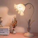 GobekUsa Korean Opal Glass Pink Lily Table Lamp - Elegant Nightstand Light for Single Bedrooms
