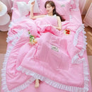 GobekUsa Korean Princess Ruffles Embroidered Quilt Set