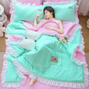 GobekUsa Korean Princess Ruffles Embroidered Quilt Set