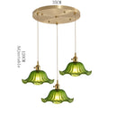 Korean Retro Glass Pendant Light With Wood Accent