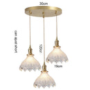 Korean Retro Glass Pendant Light With Wood Accent