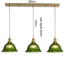 Korean Retro Glass Pendant Light With Wood Accent