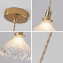 Korean Retro Glass Pendant Light With Wood Accent