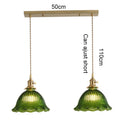Korean Retro Glass Pendant Light With Wood Accent
