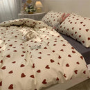 GobekUsa Korean Style Heart Duvet Bedding Set - Twin to Queen Sizes