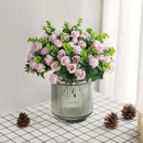 Korean style pink & white artificial roses bouquet living room decor by Decorbites